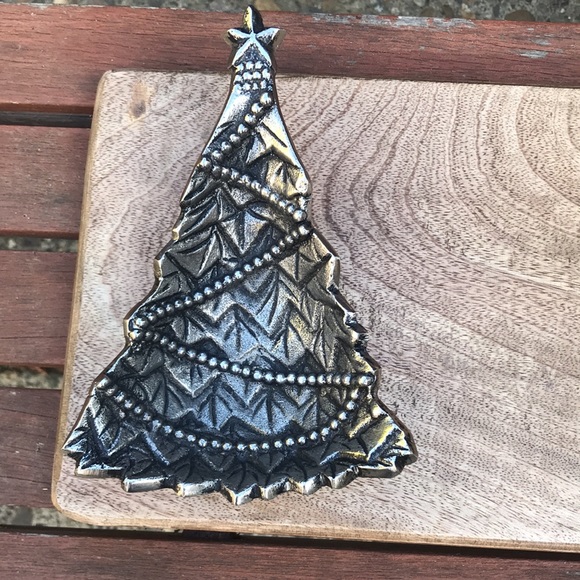 Christmas cheese board snack dip metal tree Mud Pie wood dip appetizer - Picture 2 of 4